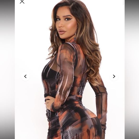 Fashion Nova-Jocelyn Mesh Midi Dress - Black/combo size S - Picture 4 of 7